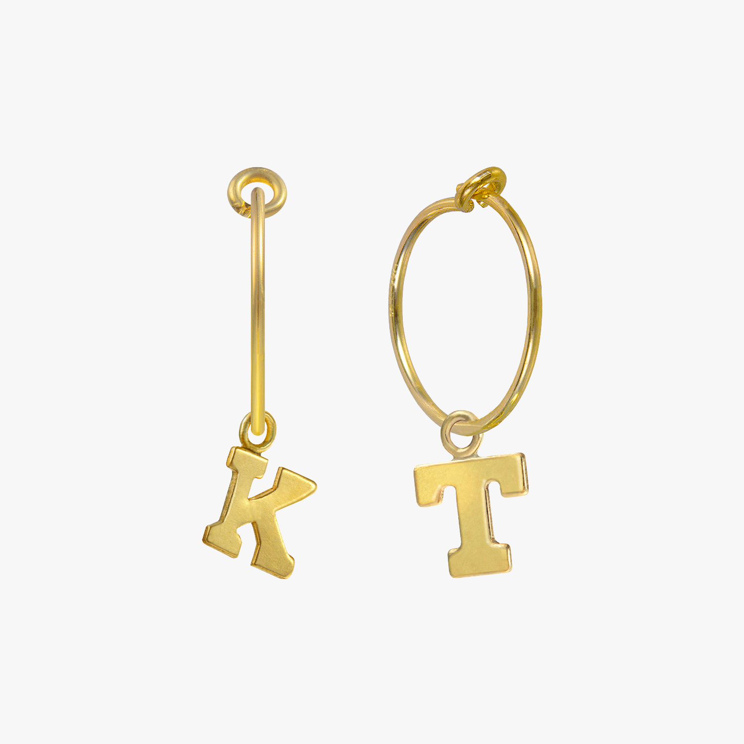 Letter Charm Hoop Earrings