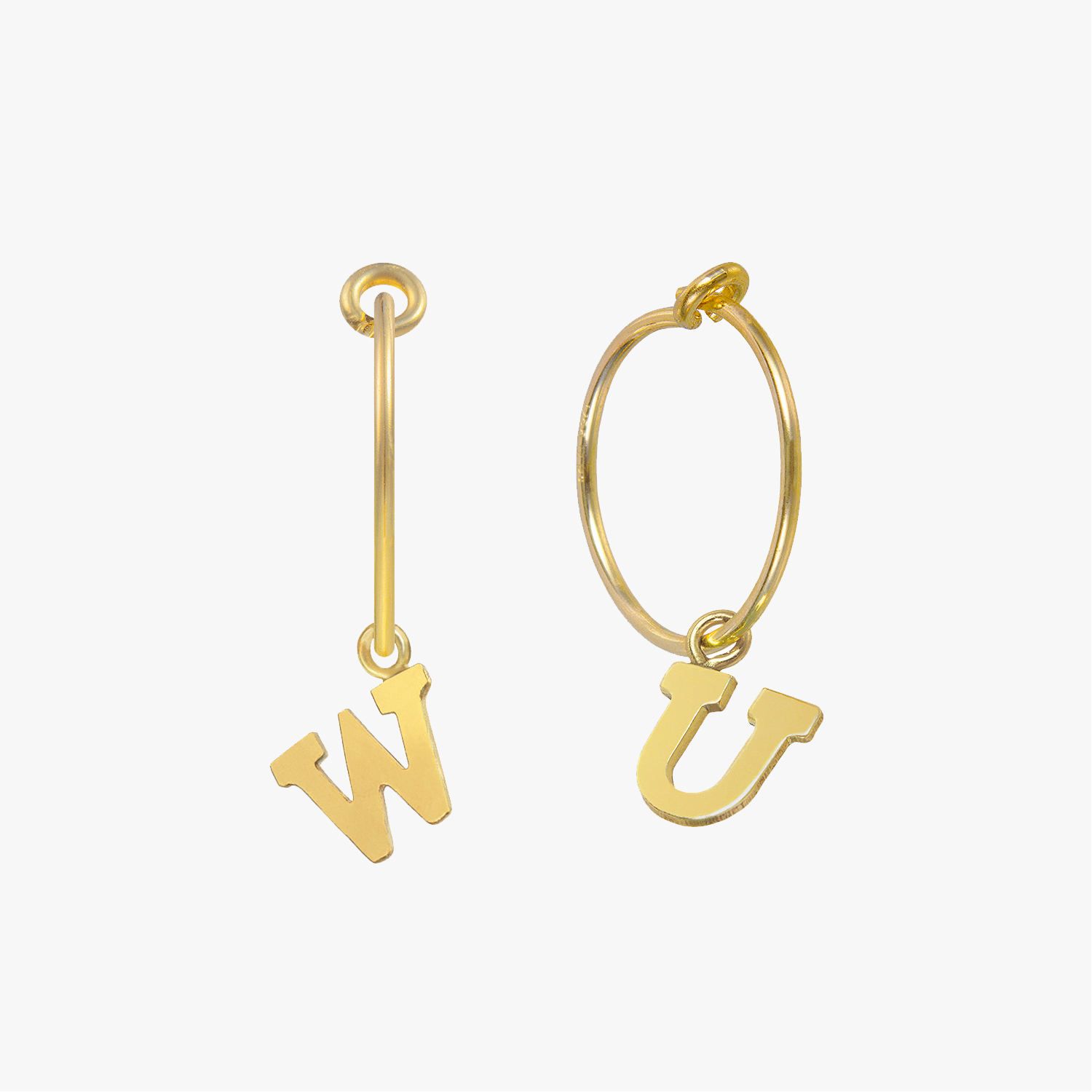 Letter Charm Hoop Earrings