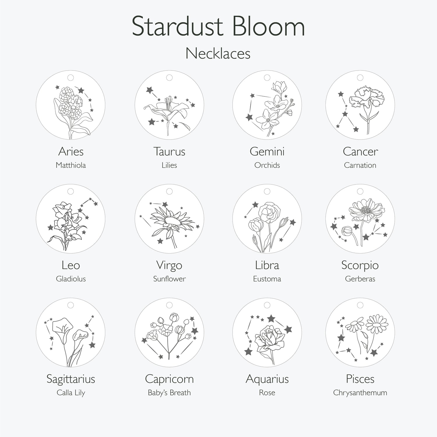 Stardust Bloom Zodiac Necklace