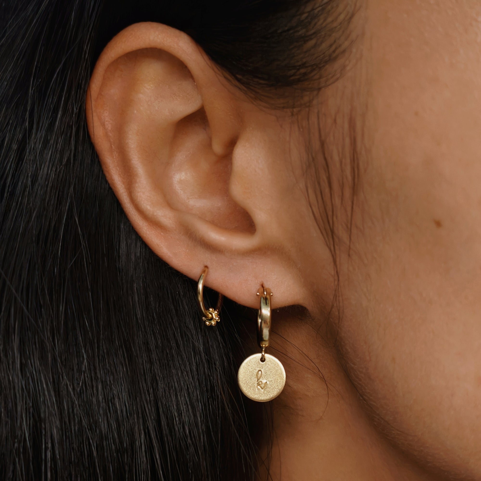 Initials Modern Around Hoop Earrings