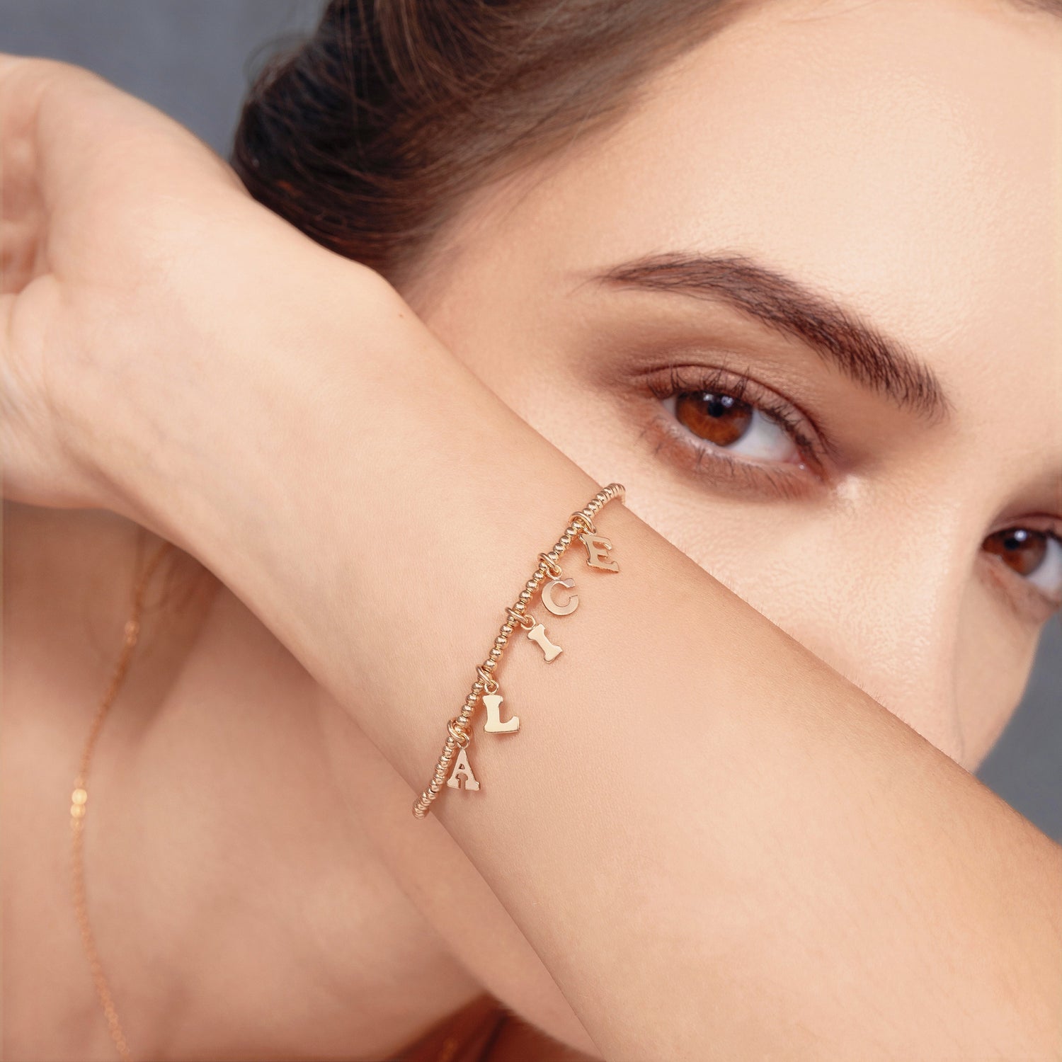 Letter Charm Beaded Bracelet