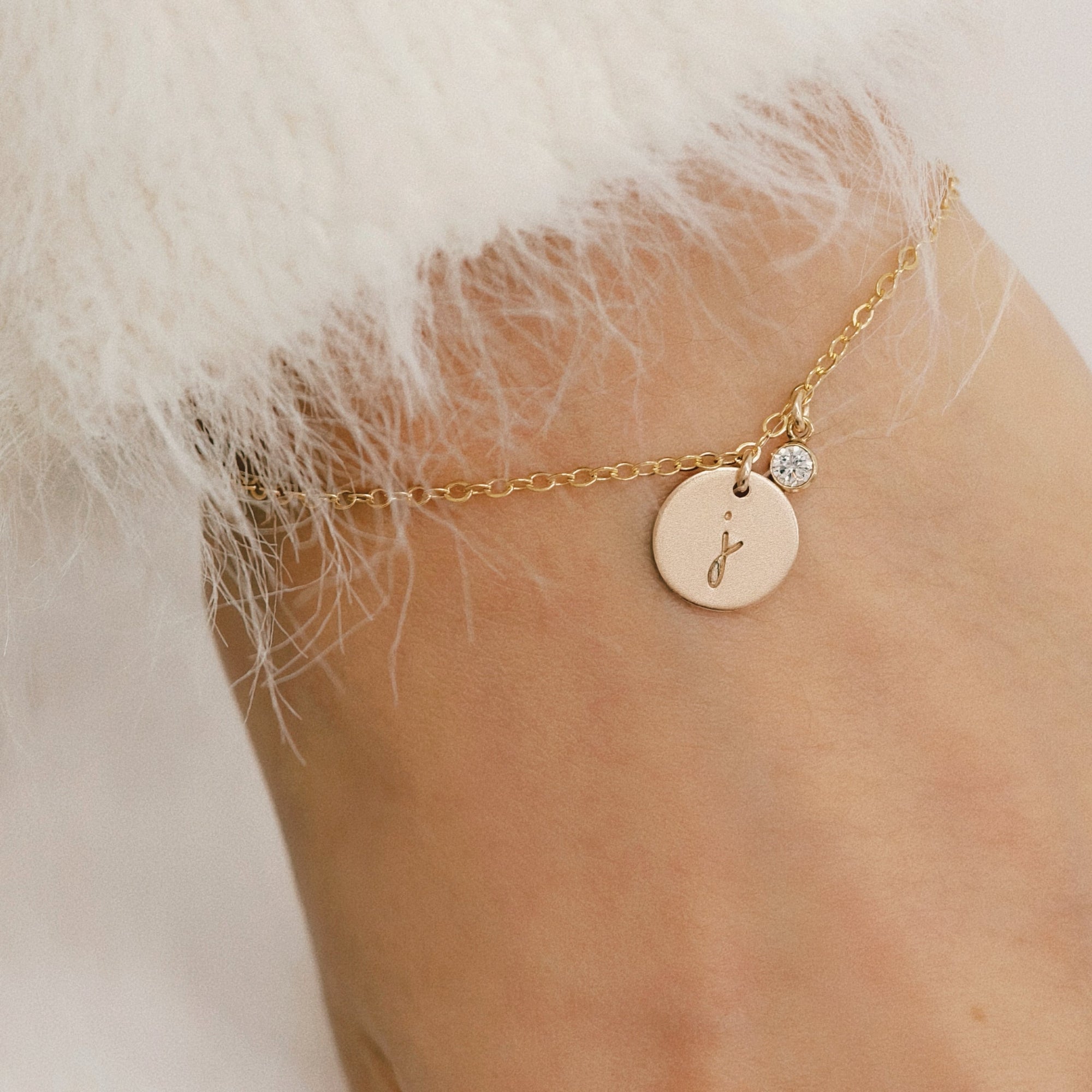 Initial With Birthstone Bezel Bracelet