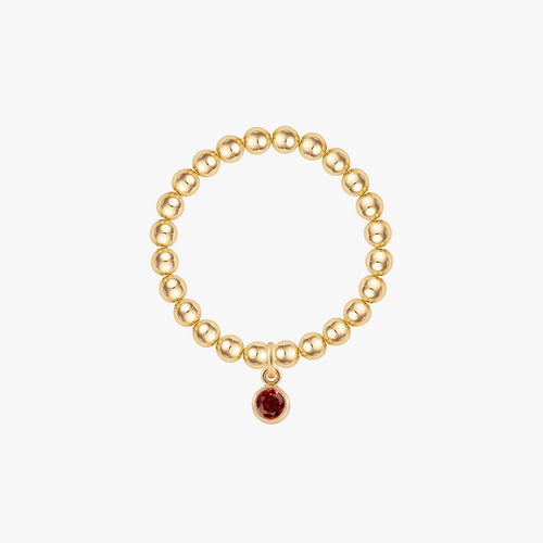 Personalized Birthstone Beaded Gold Ring