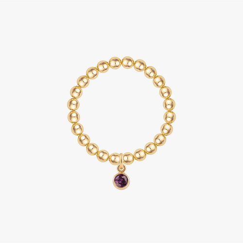 Personalized Birthstone Beaded Gold Ring