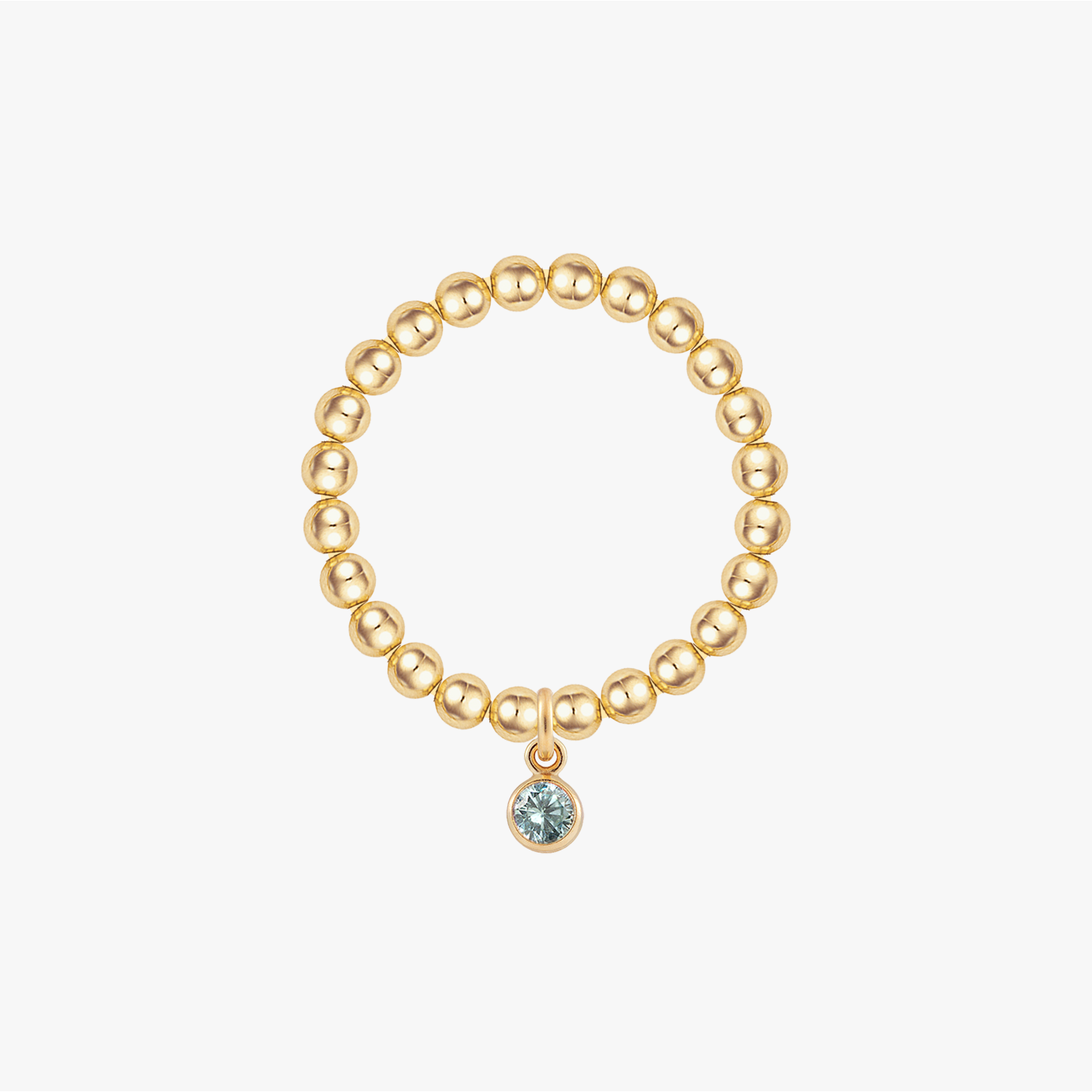 Personalized Birthstone Beaded Gold Ring