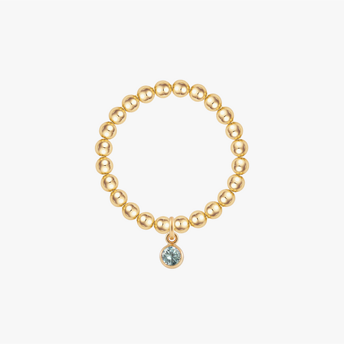 Personalized Birthstone Beaded Gold Ring