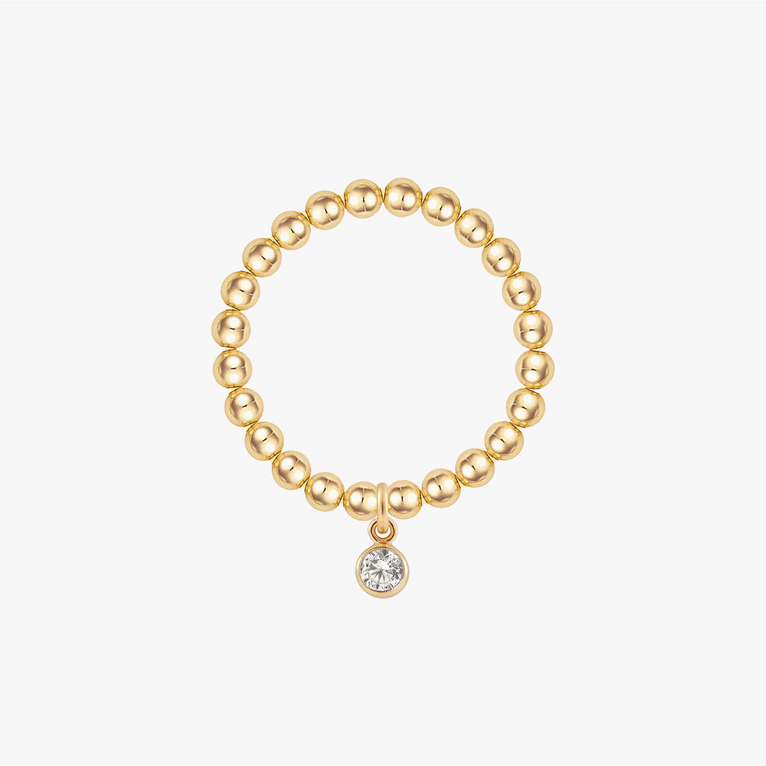 Personalized Birthstone Beaded Gold Ring