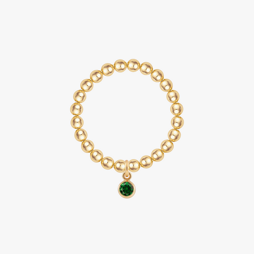 Personalized Birthstone Beaded Gold Ring