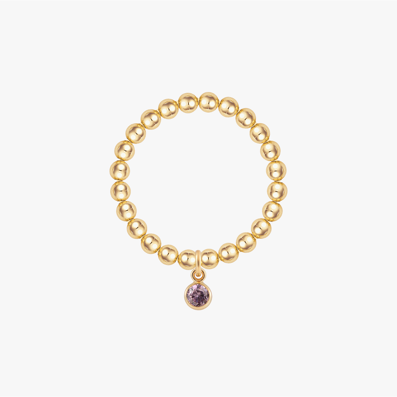 Personalized Birthstone Beaded Gold Ring