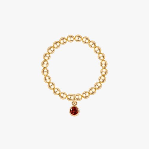 Personalized Birthstone Beaded Gold Ring