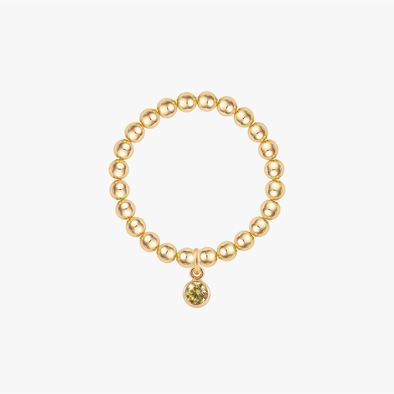 Personalized Birthstone Beaded Gold Ring