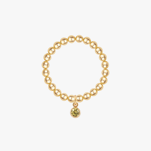 Personalized Birthstone Beaded Gold Ring