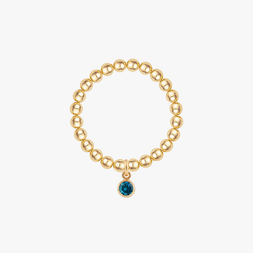 Personalized Birthstone Beaded Gold Ring