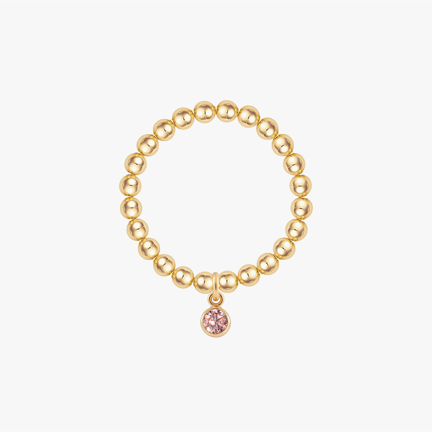 Personalized Birthstone Beaded Gold Ring