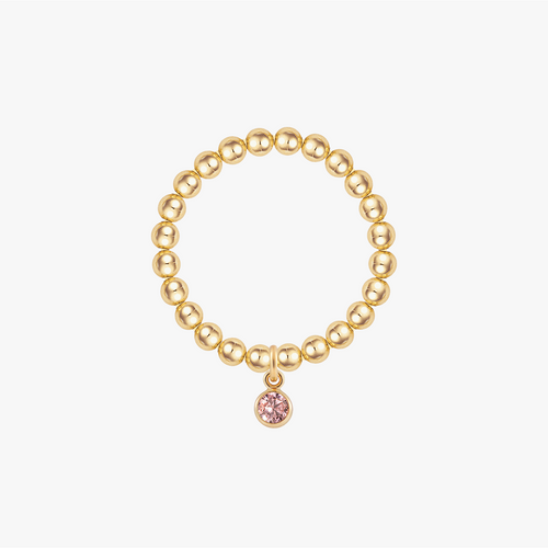 Personalized Birthstone Beaded Gold Ring