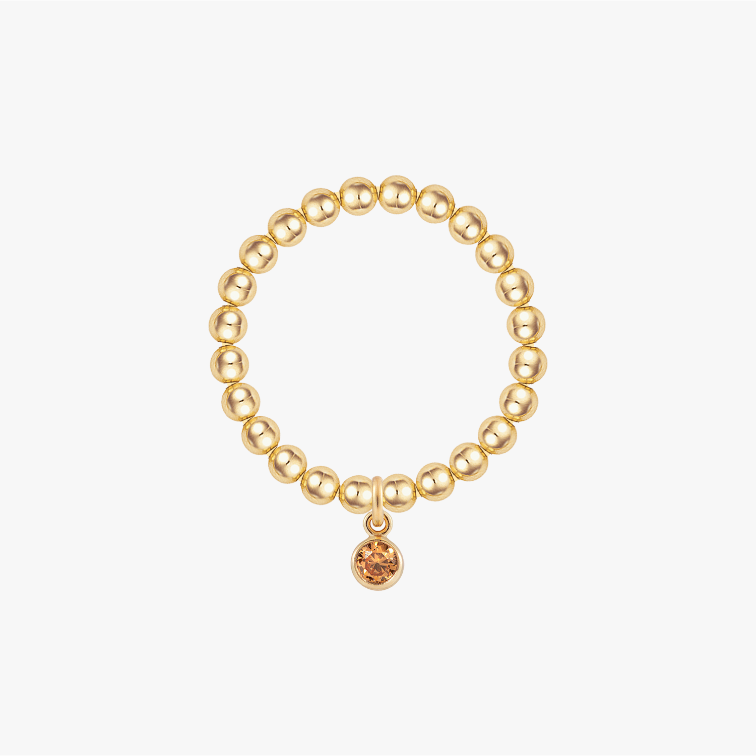 Personalized Birthstone Beaded Gold Ring