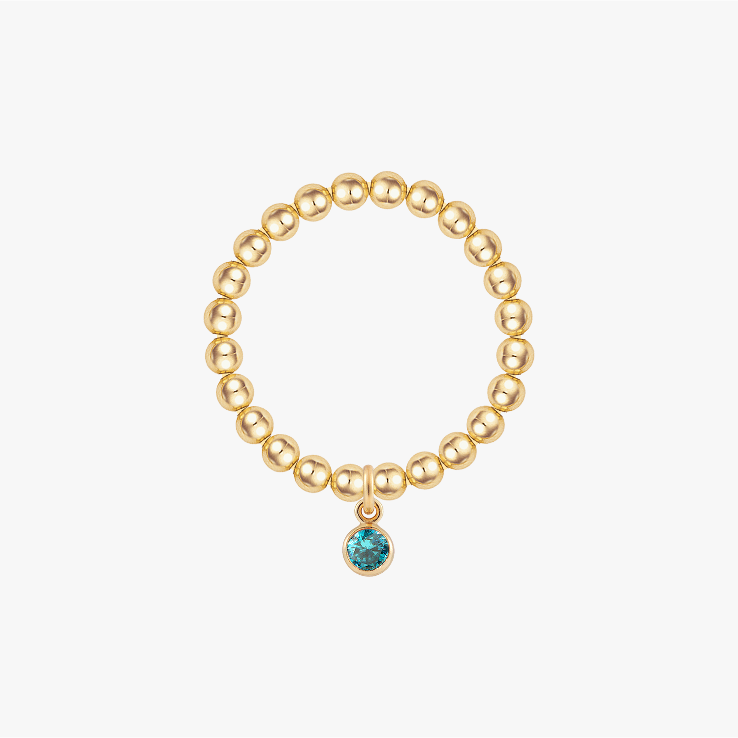 Personalized Birthstone Beaded Gold Ring