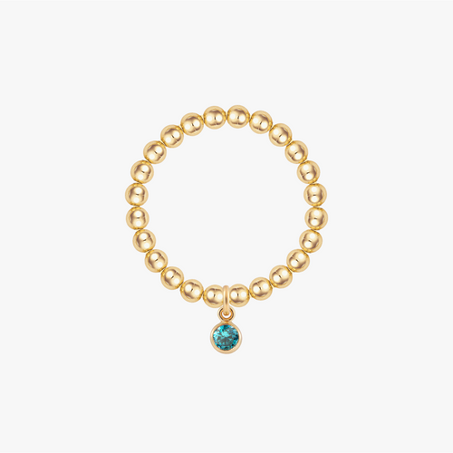 Personalized Birthstone Beaded Gold Ring