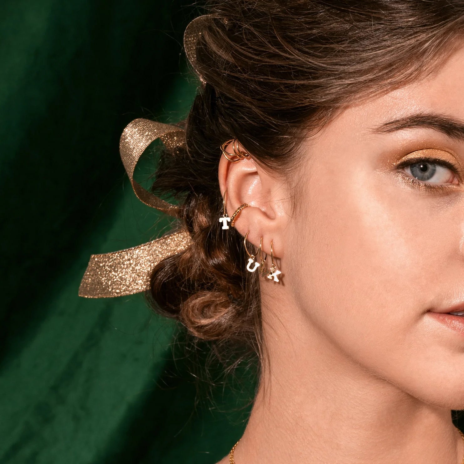 Letter Charm Hoop Earrings