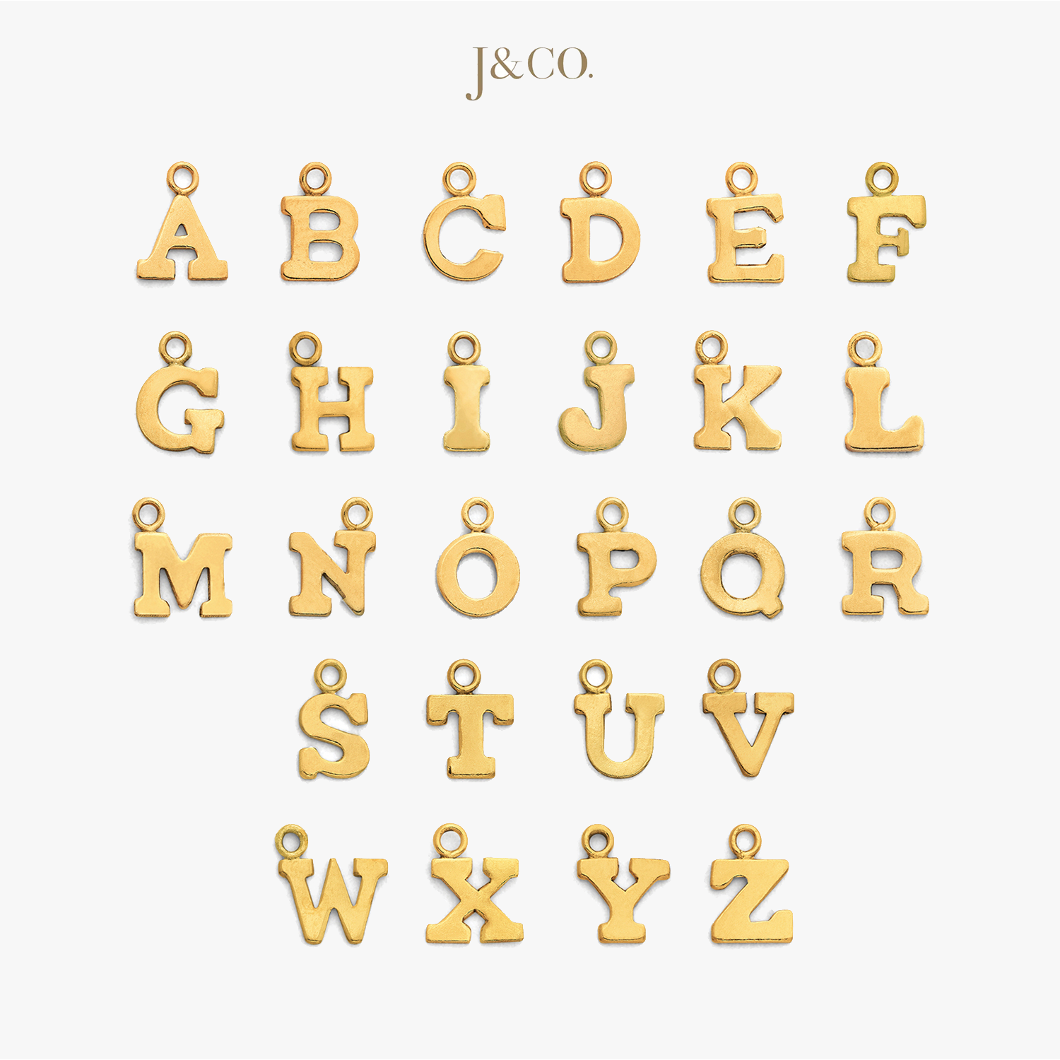 Letter Charm Beaded Ring Gold